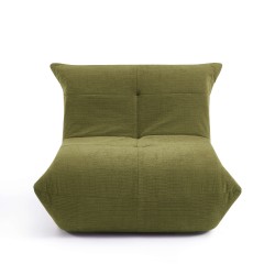 Fauteuil compressé KAIDO 1 place en mousse et tissu vert