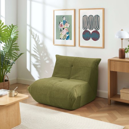 Fauteuil compressé KAIDO 1 place en mousse et tissu vert
