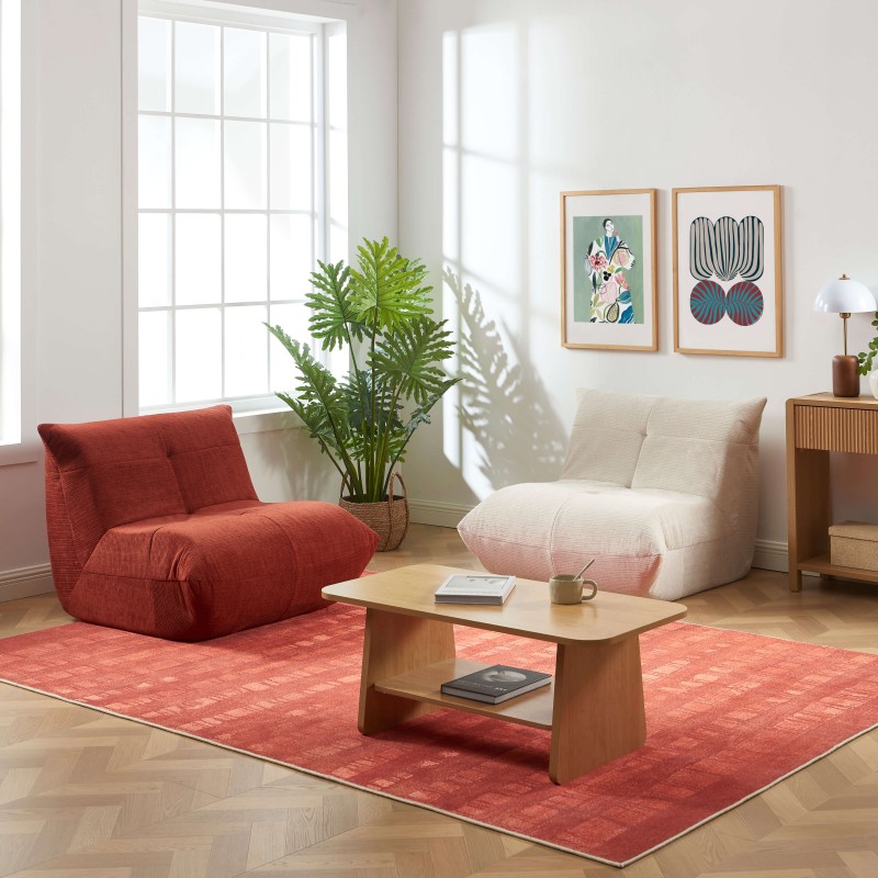 Fauteuil compressé KAIDO 1 place en mousse et tissu terracotta