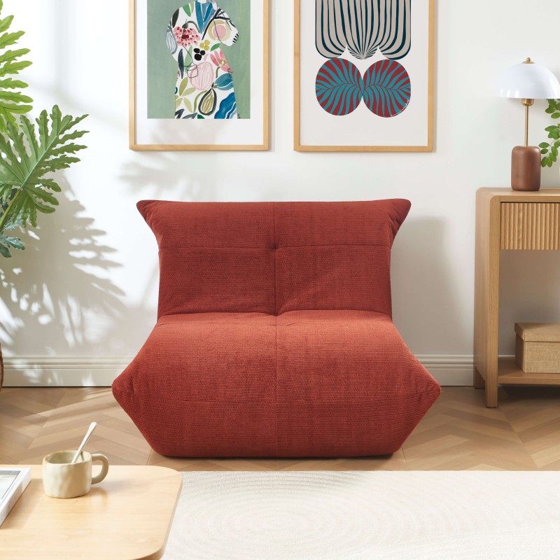 Fauteuil compressé KAIDO 1 place en mousse et tissu terracotta