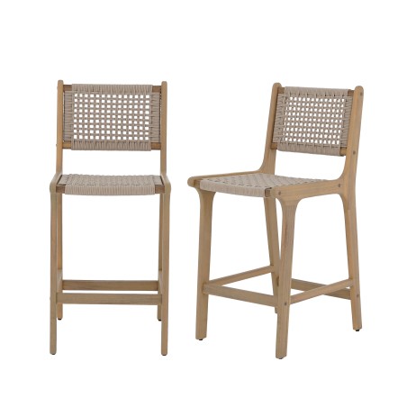 Lot de 2 tabourets de bar KUTA hauteur d'assise 66 cm en corde