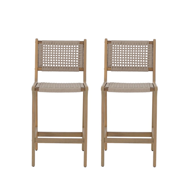 Lot de 2 tabourets de bar KUTA hauteur d'assise 66 cm en corde