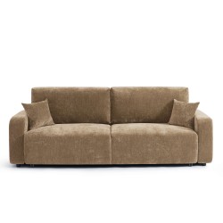 Canapé droit convertible LIVIO 3 places tissu marron