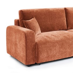 Canapé droit convertible LIVIO 3 places tissu terracotta