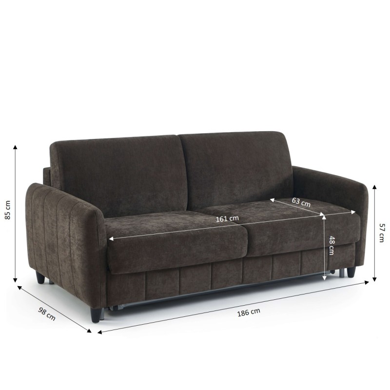 Canapé droit express ORNOA 3 places tissu anthracite