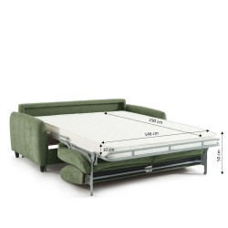 Canapé droit express ORNOA 3 places tissu vert