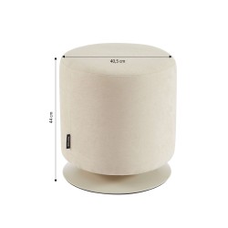 Pouf PANTONE tissu chenille beige sable et pied métal pivotant