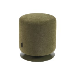 Pouf PANTONE tissu chenille vert olive et pied métal pivotant