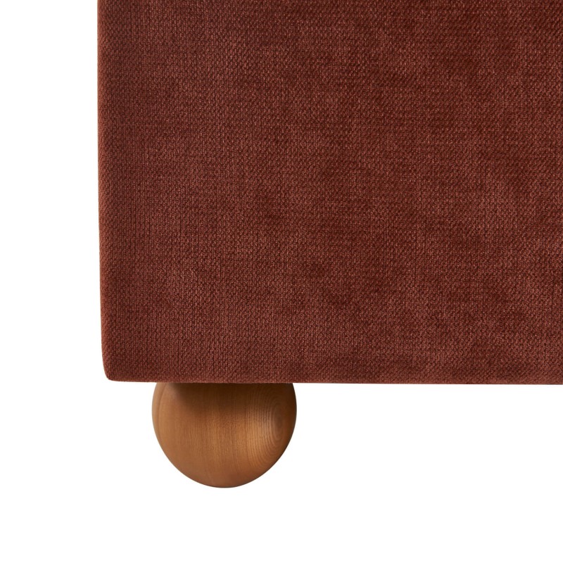 Letto a divano PILKA 140x190 in tessuto ciniglia bordeaux, materasso incluso