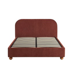 Letto a divano PILKA 140x190 in tessuto ciniglia bordeaux, materasso incluso