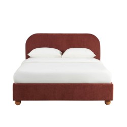 Letto a divano PILKA 140x190 in tessuto ciniglia bordeaux, materasso incluso
