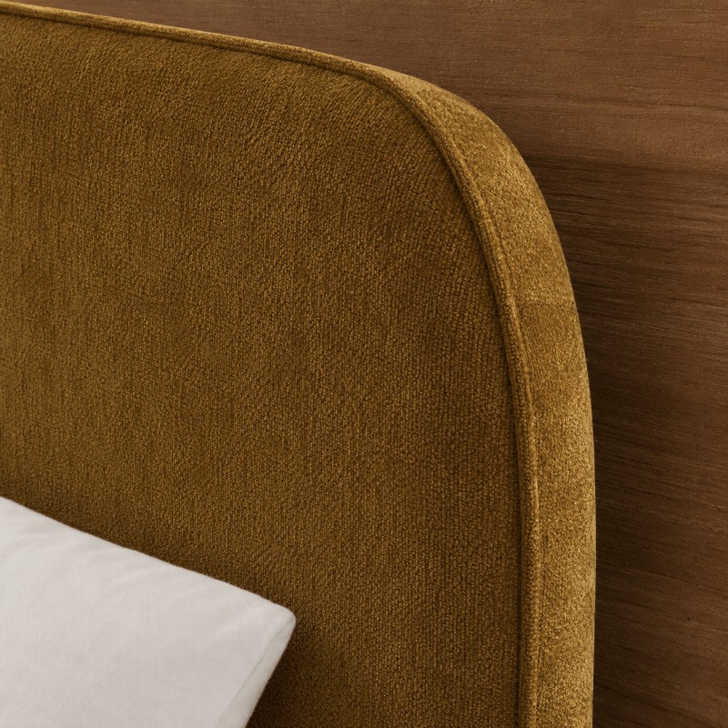 Lit coffre PILKA 140x190 tissu chenille bronze sommier inclus