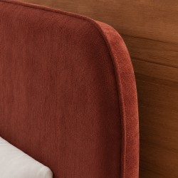 Lit coffre PILKA 160x200 tissu chenille bordeaux sommier inclus