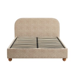 Lit coffre PILKA 160x200 tissu jacquard léopard beige sommier inclus