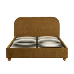 Lit coffre PILKA 160x200 tissu chenille bronze sommier inclus