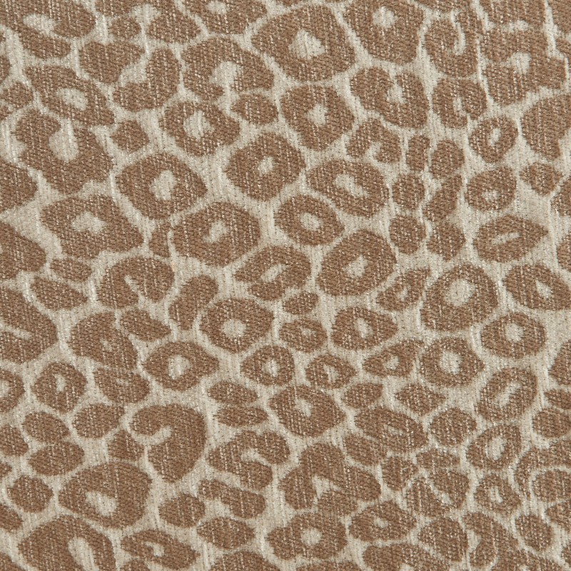 Lot de 2 chaises SERENA tissu jacquard léopard beige et pieds métal marron