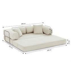 Canapé droit convertible et compressé HYPNOS déplimousse 3 places velours côtelé beige