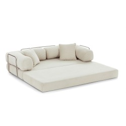 Canapé droit convertible et compressé HYPNOS déplimousse 3 places velours côtelé beige