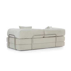 Canapé droit convertible et compressé HYPNOS déplimousse 3 places velours côtelé beige