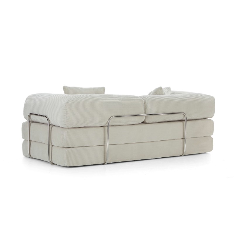 Canapé droit convertible et compressé HYPNOS déplimousse 3 places velours côtelé beige