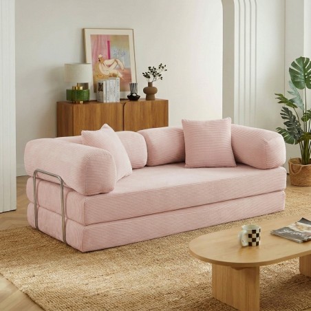 HYPNOS 3-Sitzer-Ecksofa mit herausnehmbarem Schaumstoff, beiger Cord