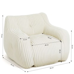Pouf LUFFY velours côtelé beige