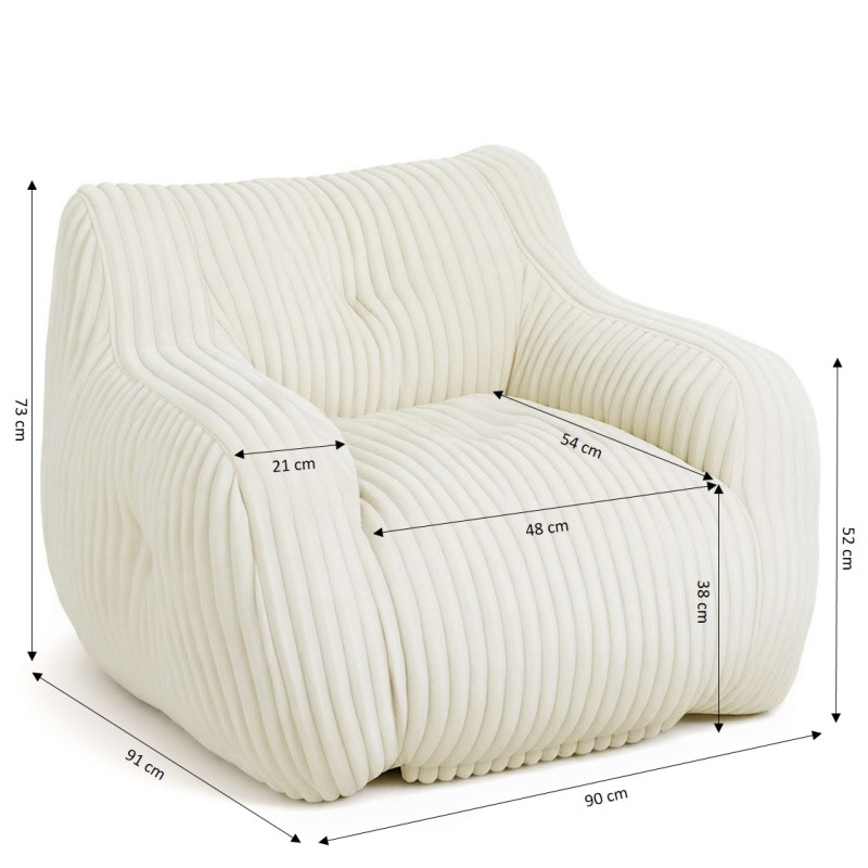Pouf LUFFY velours côtelé beige