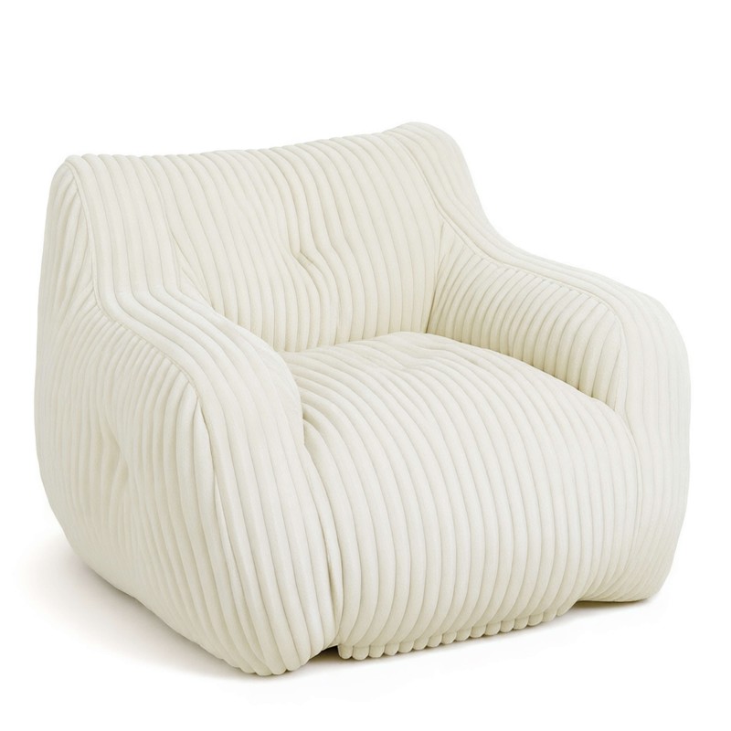 Pouf LUFFY velours côtelé beige