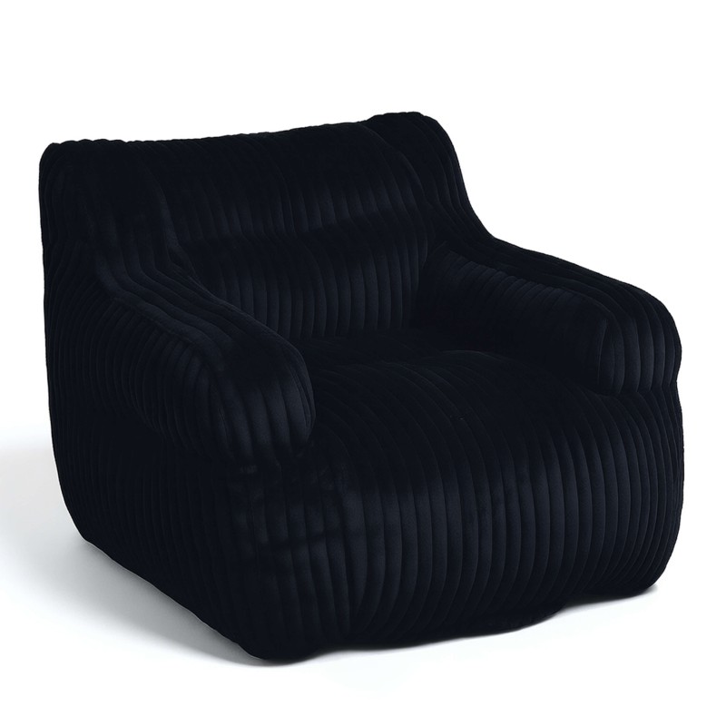 Pouf LUFFY velours côtelé noir