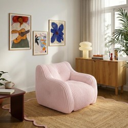 Pouf LUFFY velours côtelé rose
