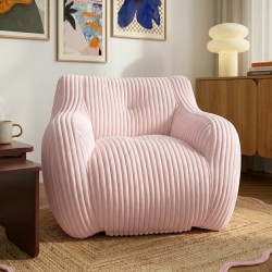 Pouf LUFFY velours côtelé rose