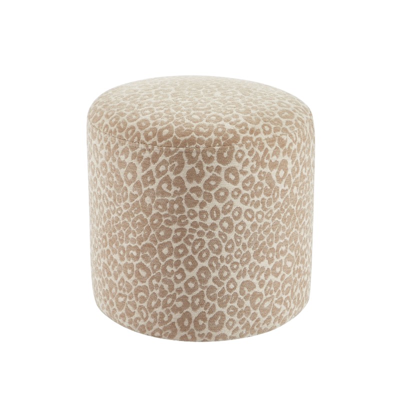 Pouf AWA tissu imprimé léopard beige