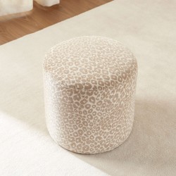 Pouf AWA tissu imprimé léopard beige