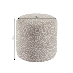 Pouf AWA tissu imprimé léopard gris