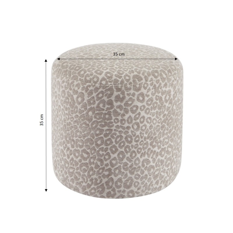Pouf AWA tissu imprimé léopard gris