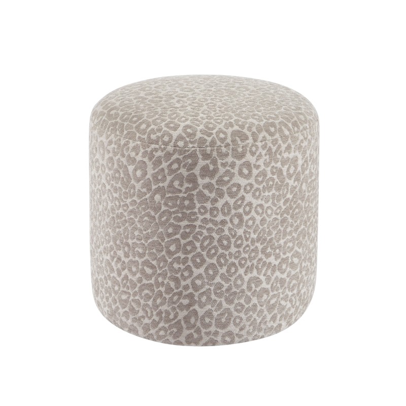 Pouf AWA tissu imprimé léopard gris