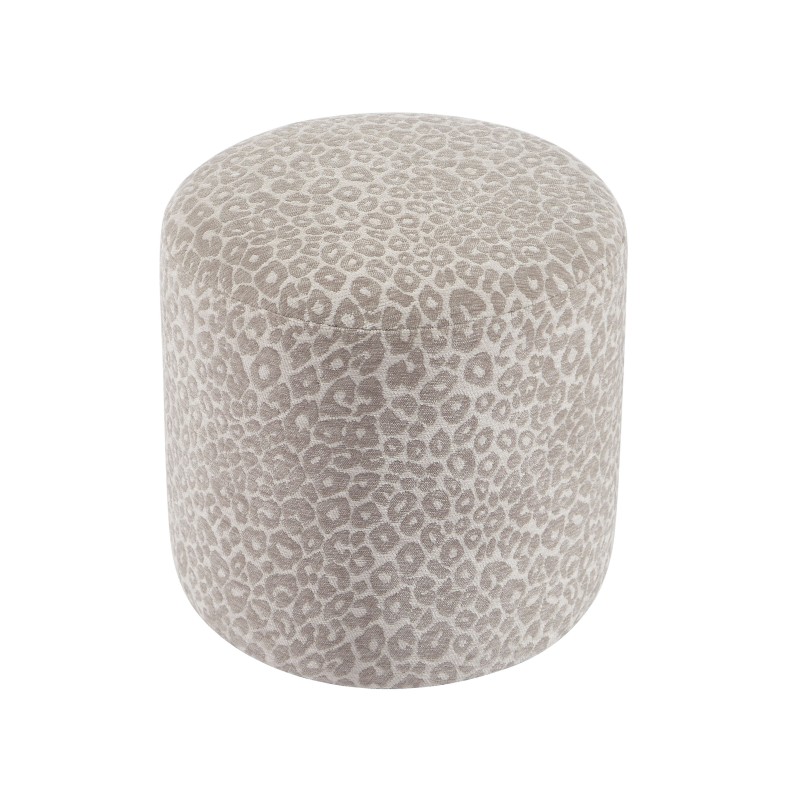Pouf AWA tissu imprimé léopard gris