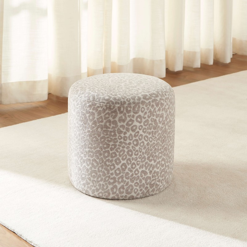 Pouf AWA tissu imprimé léopard gris
