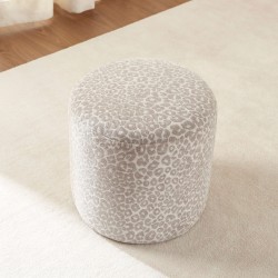 Pouf AWA tissu imprimé léopard gris