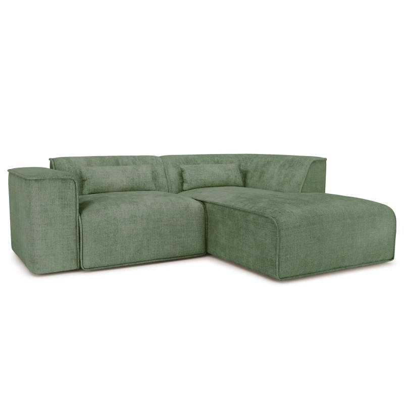 Canapé d'angle droit fixe NUNA 4 places tissu vert