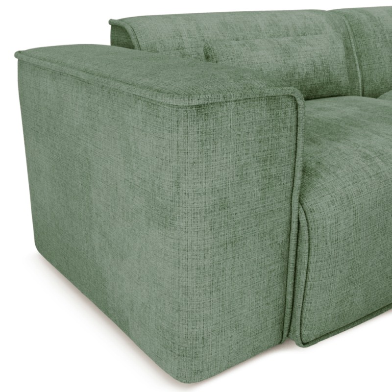 Divano ad angolo fisso NUNA, 5/6 posti, tessuto verde