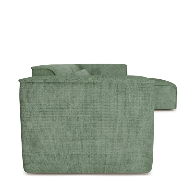 Divano ad angolo fisso NUNA, 5/6 posti, tessuto verde