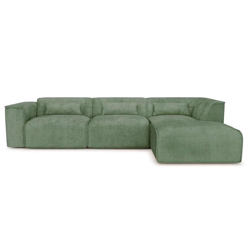 Divano ad angolo fisso NUNA, 5/6 posti, tessuto verde