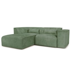 Canapé d'angle gauche fixe NUNA 4 places tissu vert