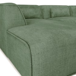 Canapé d'angle gauche fixe NUNA 5/6 places tissu vert
