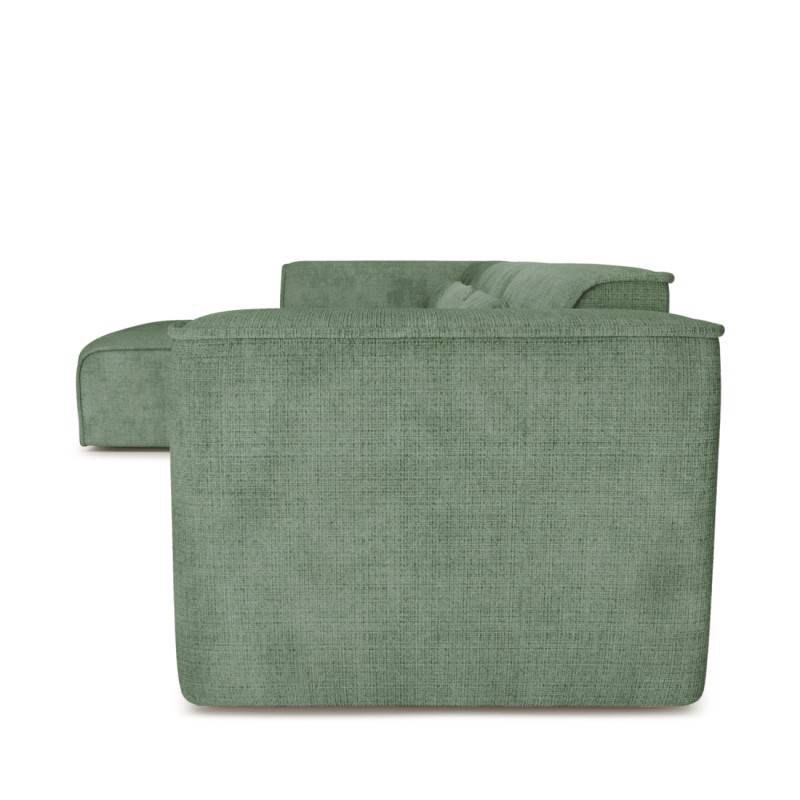 Canapé d'angle gauche fixe NUNA 5/6 places tissu vert