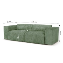 4-Sitzer-Ecksofa ASPEN, ausziehbar und wendbar, aus terrakottafarbenem Cord