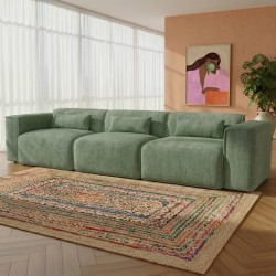 Canapé droit fixe NUNA 4/5 places tissu vert