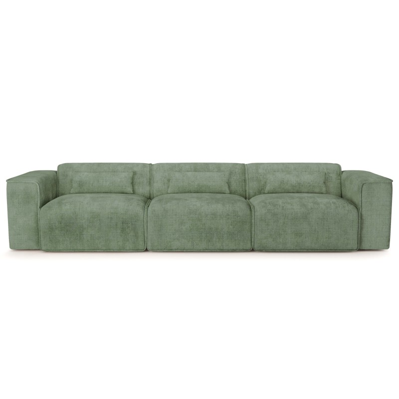Canapé droit fixe NUNA 4/5 places tissu vert