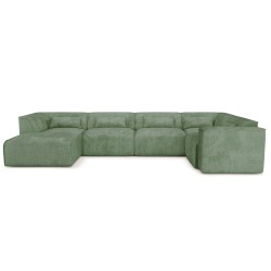 Canapé panoramique fixe NUNA 7 places chaise gauche tissu vert